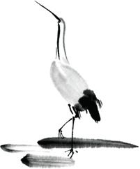 白鹤古风诗画PNG透明素材，高清水墨装饰元素，中国风设计下载