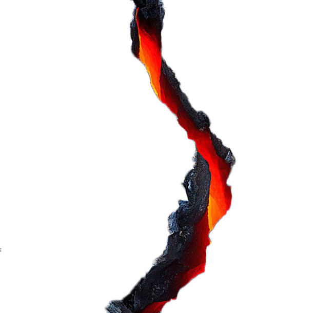 火山裂缝中喷涌的岩浆与火光，明亮高清PNG透明背景风景图片素材下载