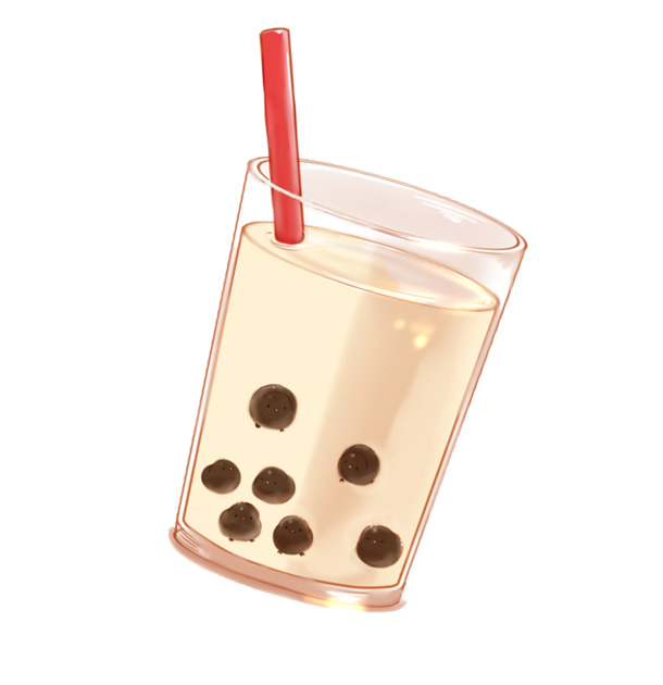可爱手绘卡通奶茶杯PNG透明图，PSD设计素材免费下载