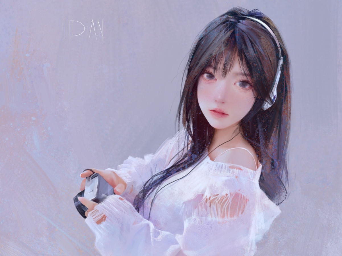 高清平板壁纸，音乐女孩主题，2732x2048精美画质，一键下载
