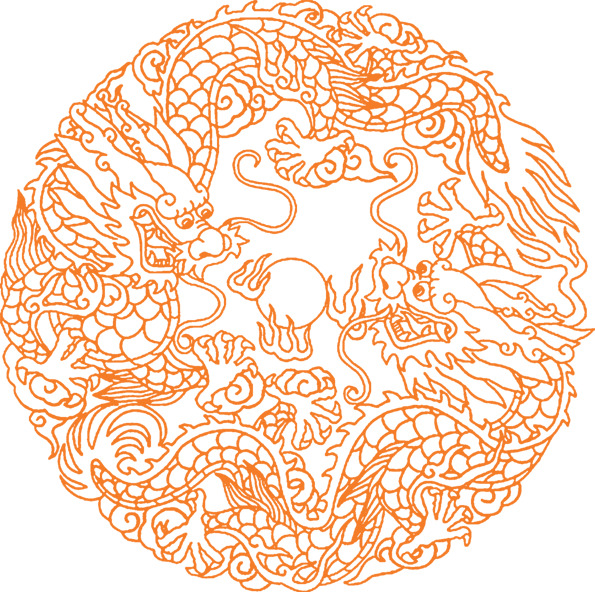 中式盘旋龙纹边框PNG透明图片，高清装饰花纹，设计素材免费下载