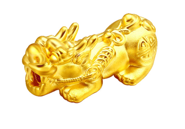 黄金貔貅实物摆件PNG透明图，中国风装饰元素，高清下载