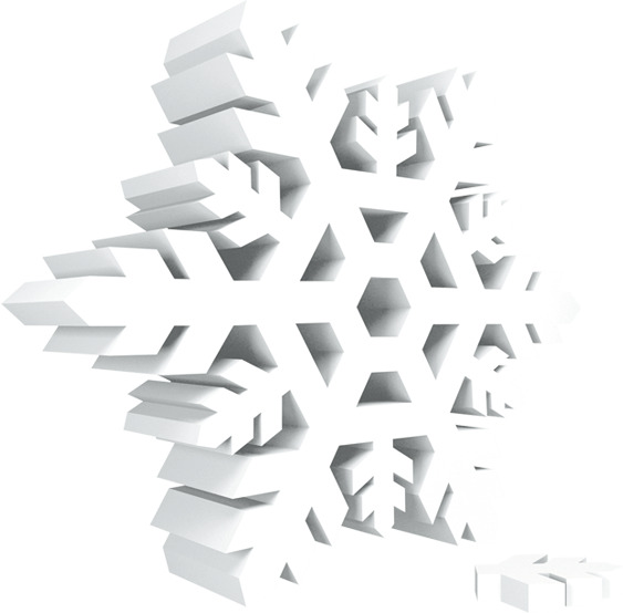 C4D制作立体雪花漂浮PNG，高清透明，圣诞节日元素设计素材下载
