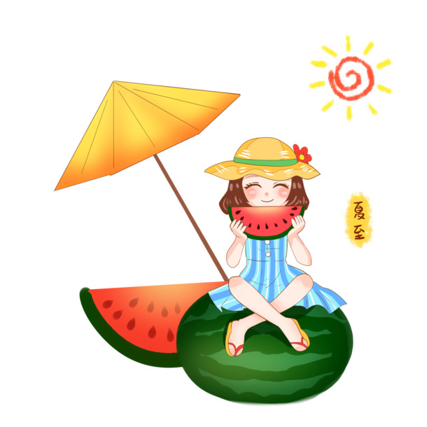 夏至大西瓜，夏日清凉PNG透明图片，节日元素设计素材下载