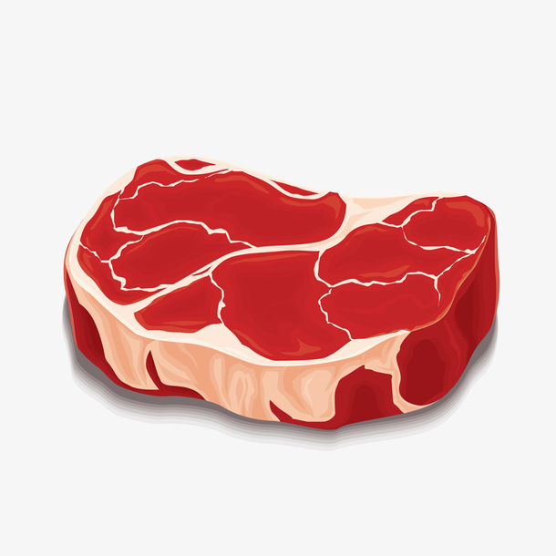 红色创意牛肉PNG透明手绘卡通图片素材，高清下载