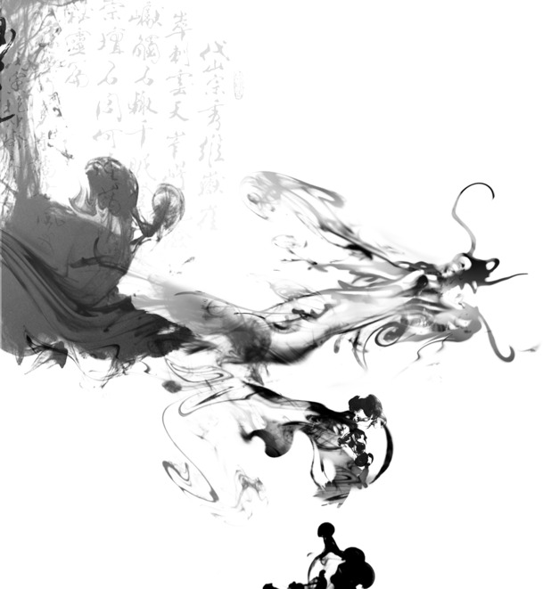 中国风水墨龙图案，高清PNG透明装饰元素，墨迹笔触设计素材下载