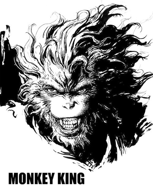 高清Monkey King PNG素材，透明装饰元素，墨迹笔触，设计必备，免费下载