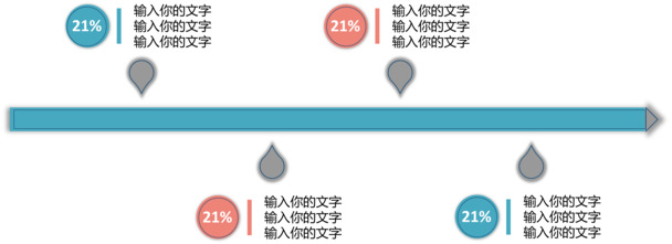 创意时间轴水滴占比图，高清PNG透明素材，美化PPT设计必备下载