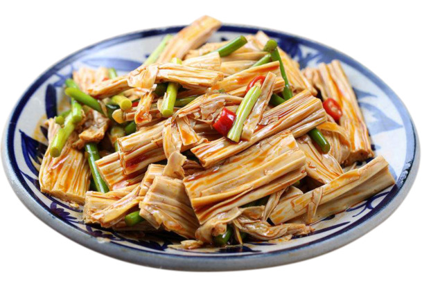 剁椒麻辣凉拌腐竹PNG透明图，鲜香装饰元素，生活图片素材下载