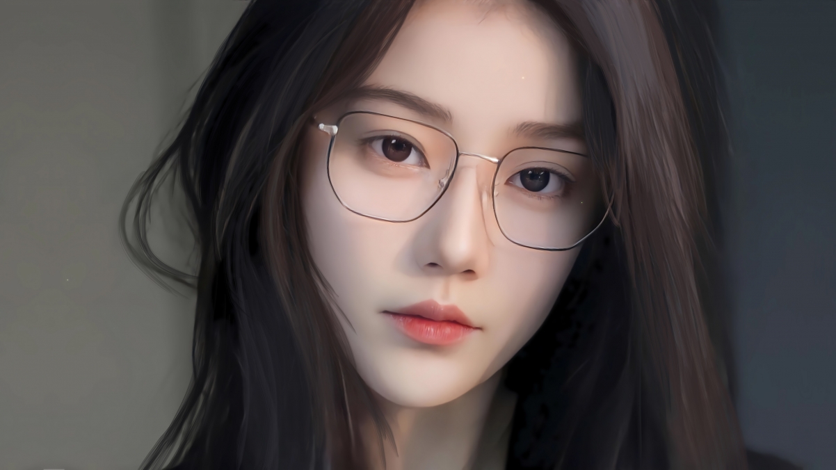 文静长发美女戴眼镜高清4K壁纸与动漫图片，3840x2160超清下载