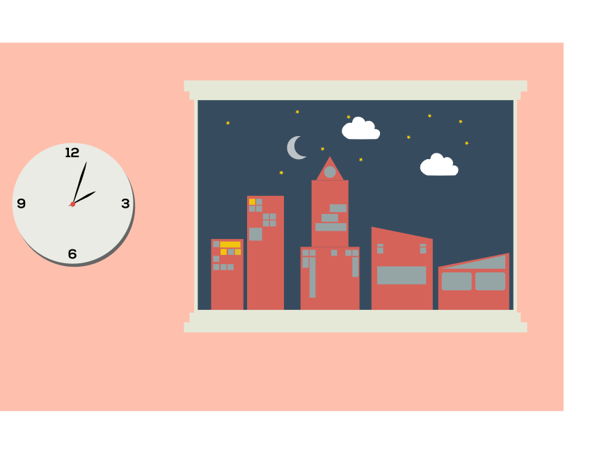 html5 svg动画代码，城市时钟动画素材