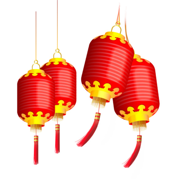 中国风红灯笼PNG高清透明图，节日元素设计素材，元旦春节元宵必备