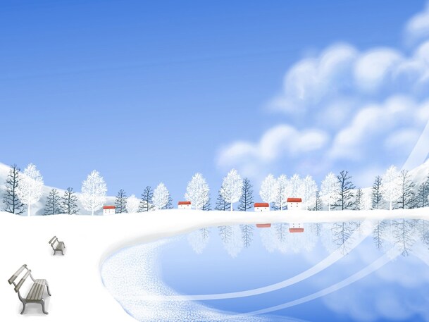 手绘卡通雪地湖面PNG透明背景，高清海报素材下载