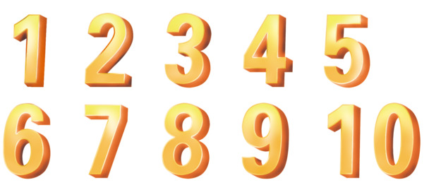 艺术字1-10立体高清PNG透明免扣元素，创意字体设计素材下载