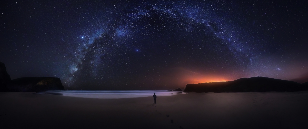银河星空独赏美景，4K带鱼屏壁纸高清下载，3440x1440超清分辨率