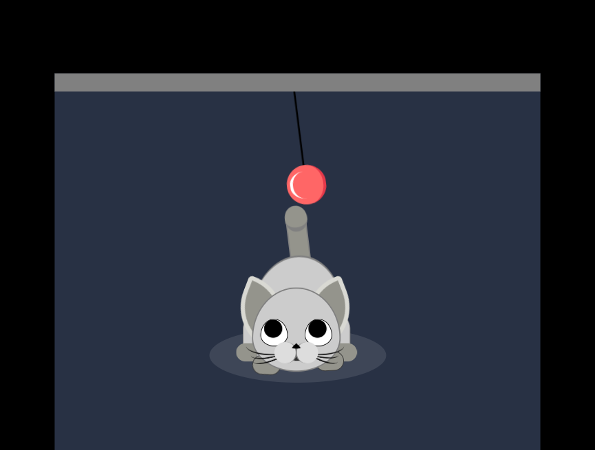 css3动画效果，可爱卡通猫猫与球互动动画素材