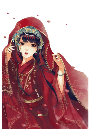 古风新娘PNG透明图，情人节节日元素，高清设计素材下载