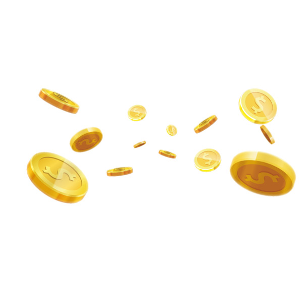 金色金币矢量PNG素材，高清透明漂浮元素，一键下载图片设计资源