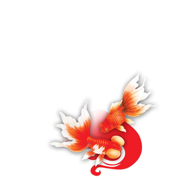 水墨锦鲤PNG透明图，高清动物装饰元素，PSD设计素材下载