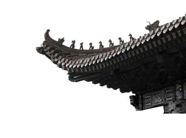 古朴花纹屋檐PNG透明图，中国风装饰元素，高清设计素材下载