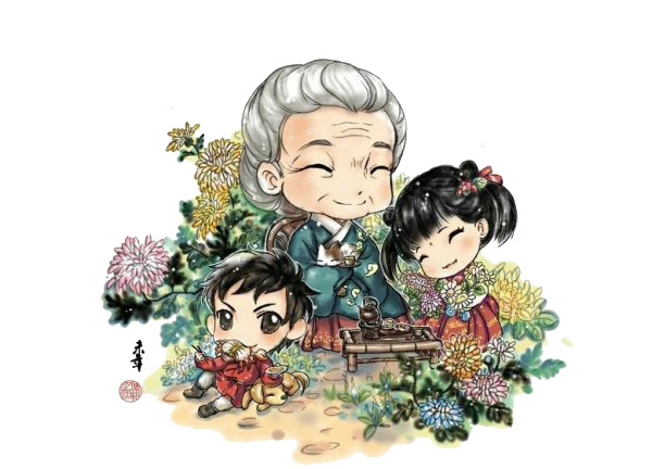 孝敬老人PNG透明图，节日元素精选，高清设计素材免费下载