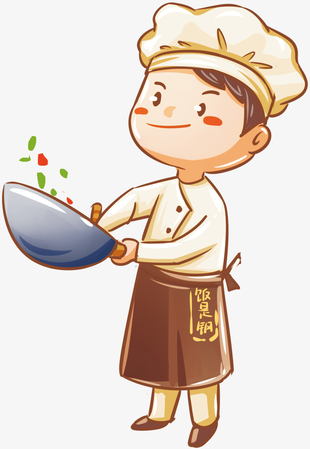手绘厨师PNG透明图，卡通元素设计素材，高清下载