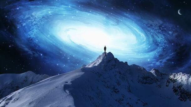 雪巅星辰宇宙海报背景，高清PNG透明素材，创意Banner设计下载