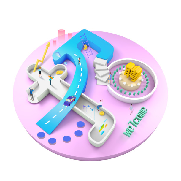 3D唯美科技风PNG透明图片，未来元素丰富，高清PPT设计素材下载