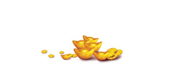 金元宝装饰PNG透明图，元旦春节元宵节日元素，高清素材下载