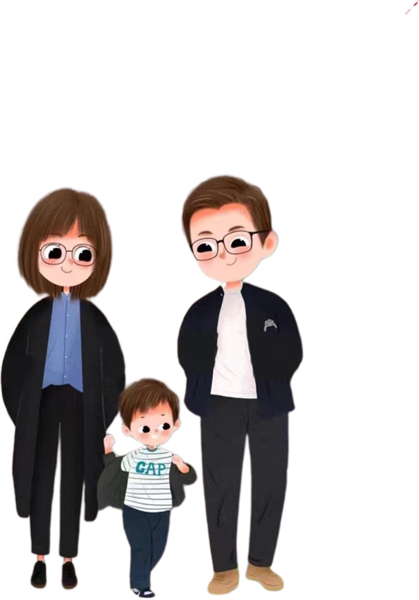 亲子卡通手绘PNG透明图，高清元素，创意设计素材下载
