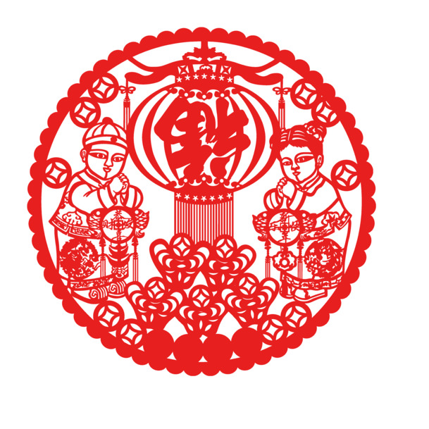 高清PNG透明窗花图片，元旦春节元宵节日元素设计素材下载