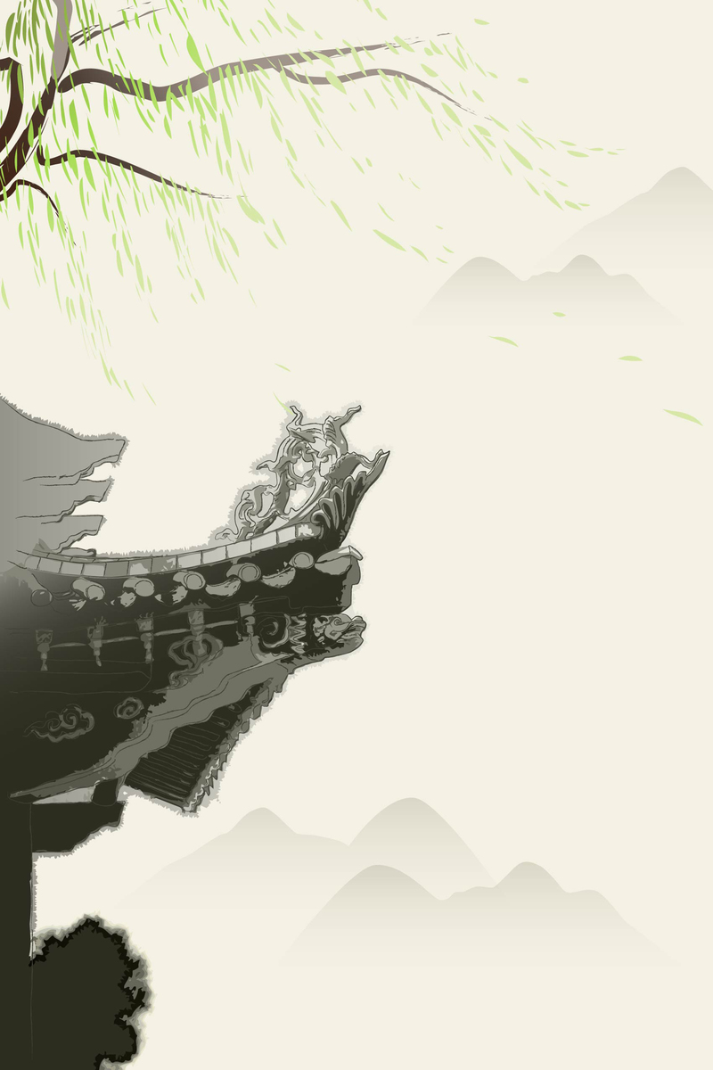 矢量古风江南建筑背景图，复古中国风高清JPG/AI设计素材下载