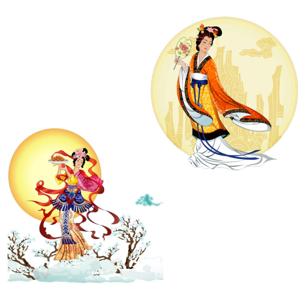 中秋佳节，嫦娥仙女PNG/PSD高清素材，透明图片，节日元素丰富，免费下载