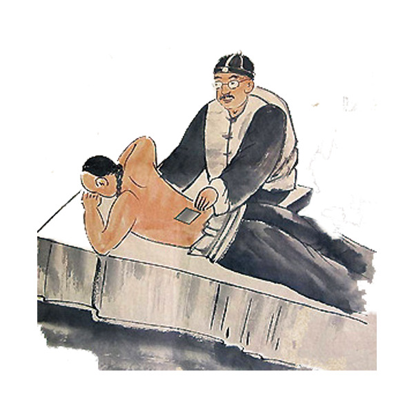 中国风高清PNG透明图片，古人贴膏药装饰元素，免费下载设计素材
