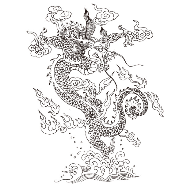 国潮古典风龙PNG透明图，中国风背景元素，高清下载