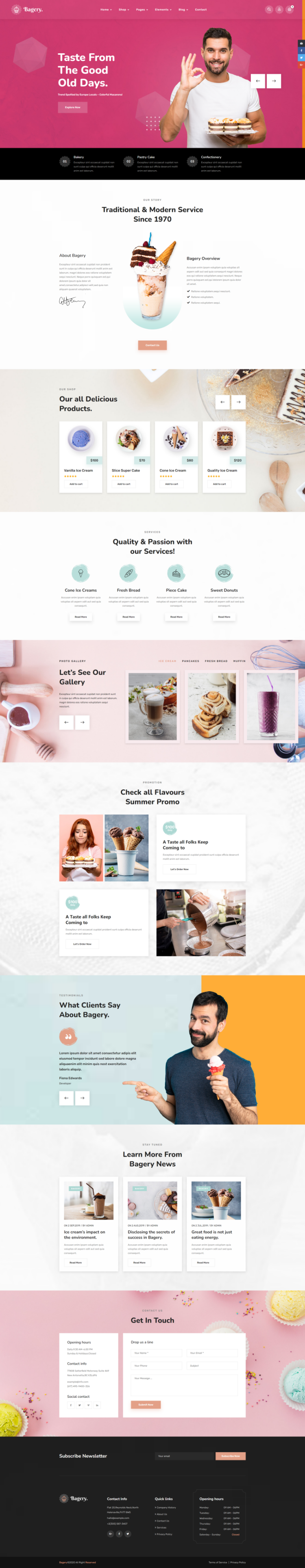 冰淇淋网页设计代码，网红甜品店网页模板html