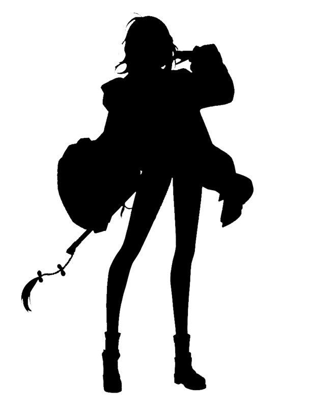 少女夹克剪影PNG透明图，高清装饰元素，墨迹笔触设计素材下载