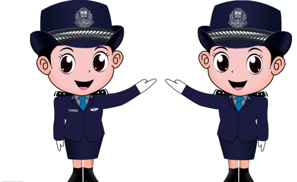 中国警察手绘卡通PNG透明图片，高清下载，设计素材丰富多样