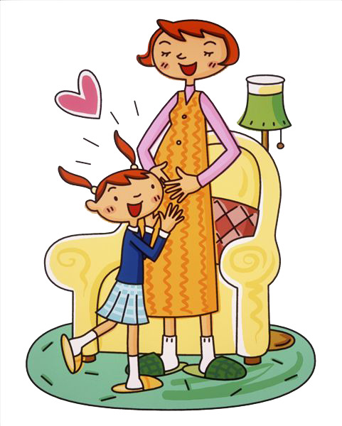 妇女节高清PNG透明图片，母爱节日元素，孩子陪伴，设计素材下载