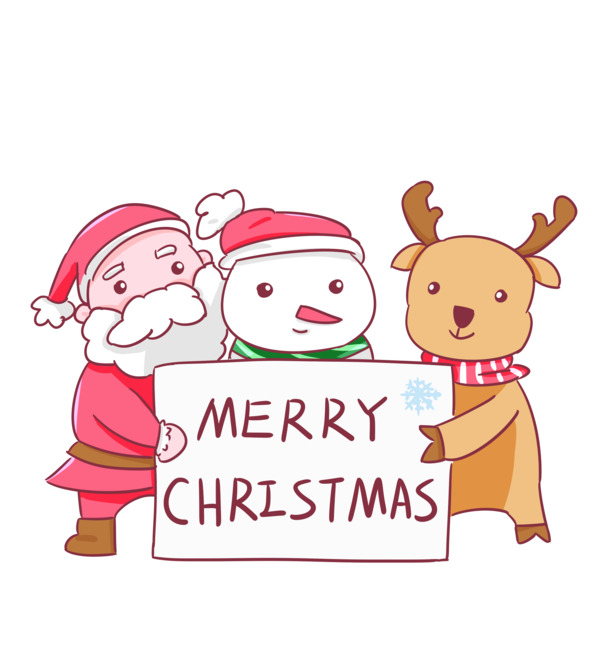 圣诞老人与麋鹿高清PNG透明图，圣诞节日元素设计素材下载