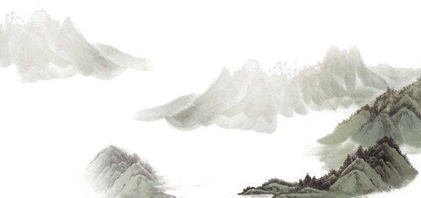 中国山水水墨画高清PNG透明图片，装饰元素与笔触设计素材下载