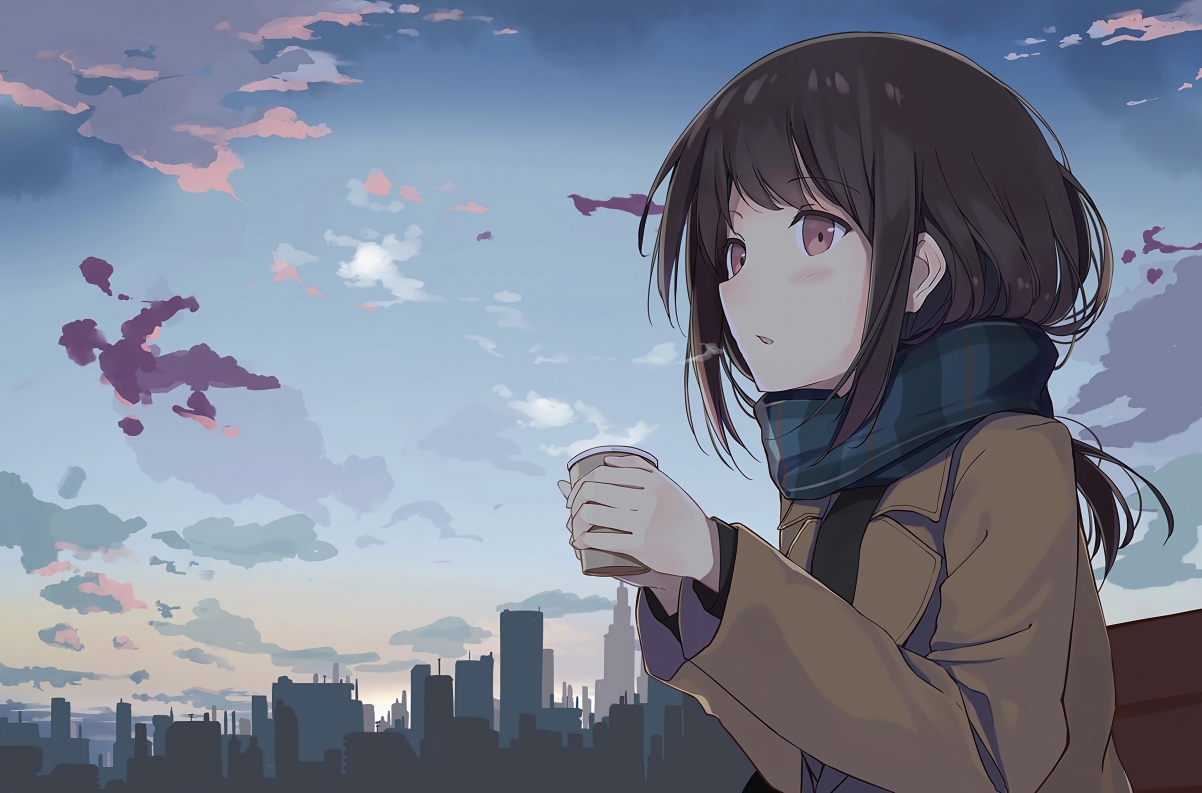 冬日女孩围巾精选，超高清4K动漫壁纸，3840x2532分辨率，一键下载！