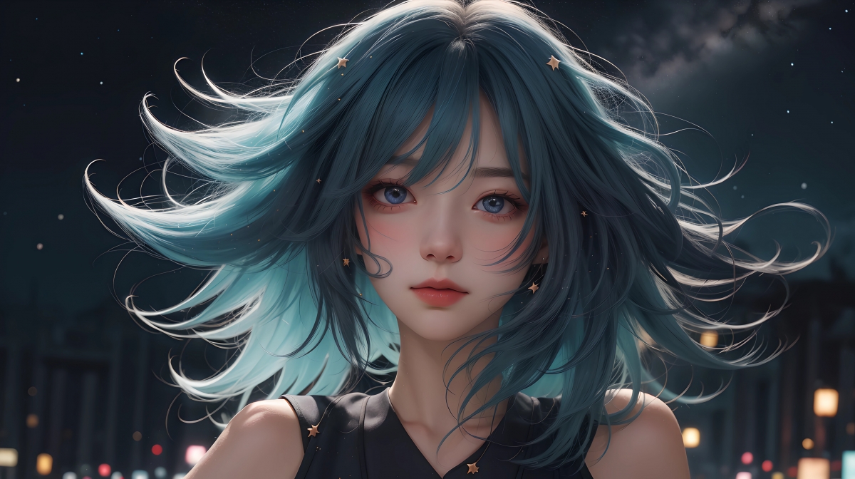 星空璀璨，绝美少女4K动漫壁纸，高清大图3858x2160，一键下载！