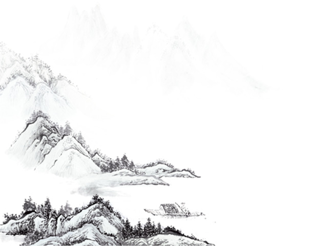 水墨山水画PNG透明素材，高清漂浮元素，设计必备下载