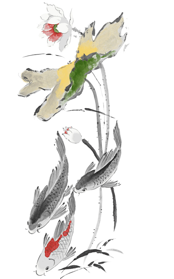 水彩莲花PNG素材，高清透明装饰元素，笔触墨迹设计灵感之选
