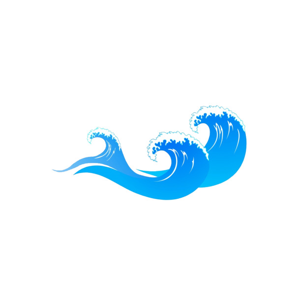 卡通水浪PNG透明图，高清漂浮元素，创意图片设计素材下载