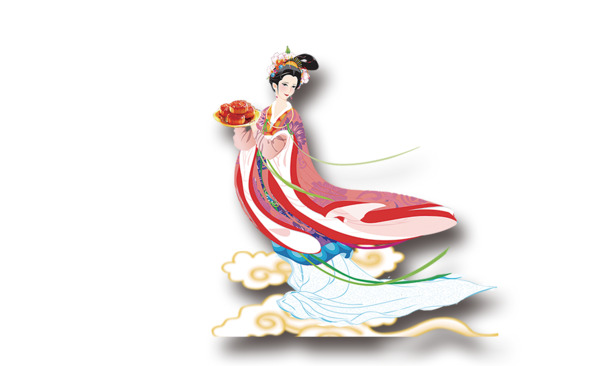 中秋节仙女透明PNG图片，高清PSD设计素材，节日元素一网打尽，免费下载！