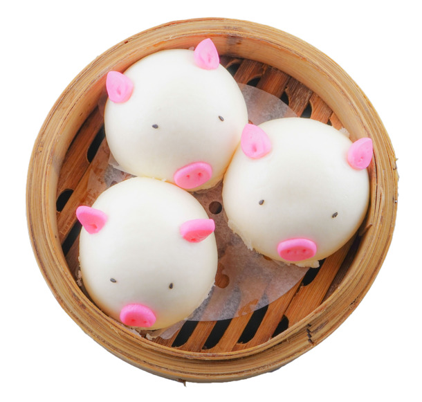 蒸小猪馒头PNG透明图，生活装饰元素，高清素材下载