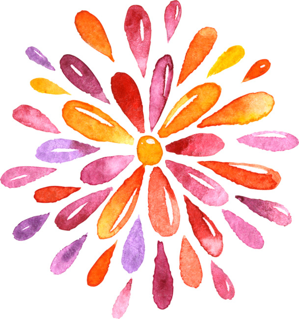 手绘烟花PNG透明图，高清装饰花纹，设计素材免费下载