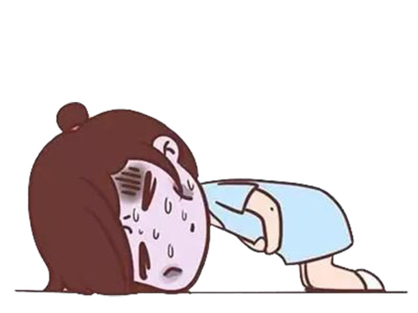 胃痛女孩手绘卡通PNG透明图片，高清素材下载，创意卡通元素设计